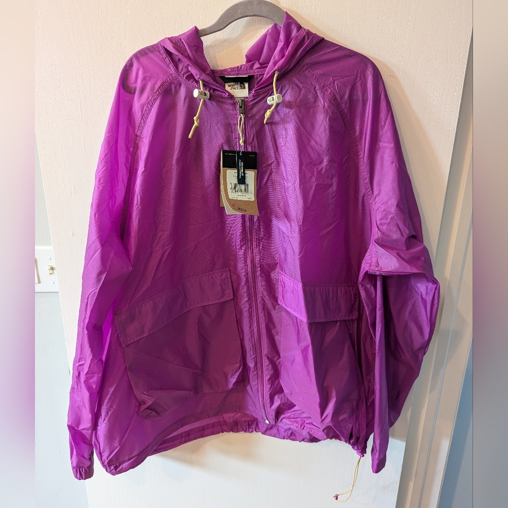 NWT North Face Men's Heritage Nylon WindWall Zip Hooded Jacket Purple XXL